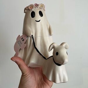 Goblin and Ghoul Ghost Girl Dog Walker with Ghost Dog Floral Crown NWT HTF Viral